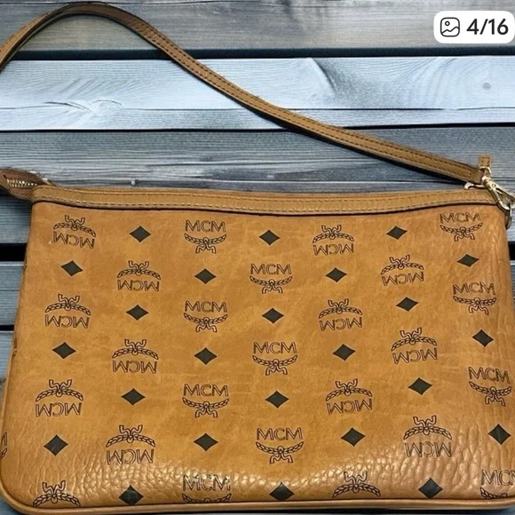 Reserved MCM Tan and Black Monogram Bag - Picture 2 of 8